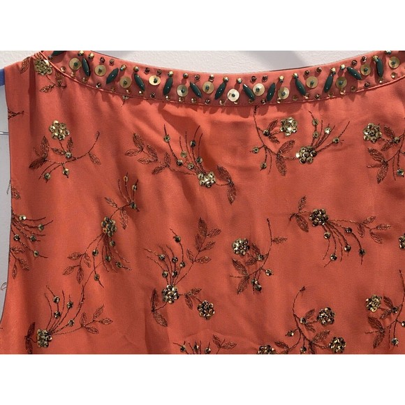 Pearl by Georgina Chapman of Marchesa Peach Gold  Beaded Embellished Dress 12 - Picture 11 of 16